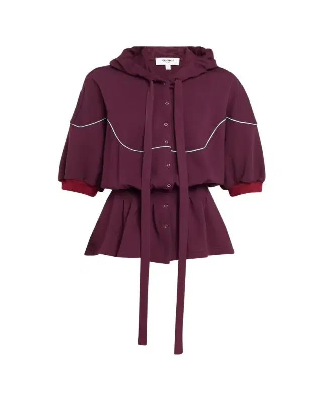 Zomer Aliza Pleated Short-Sleeve Hoodie