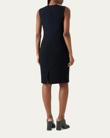 Akris Wool and Orbit Leather Sleeveless Sheath Dress | Thumbnail 3 Akris Wool and Orbit Leather Sleeveless Sheath Dress | Thumbnail 3