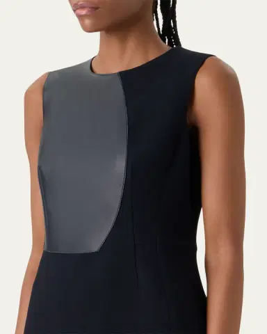 Akris Wool and Orbit Leather Sleeveless Sheath Dress | Thumbnail 5 Akris Wool and Orbit Leather Sleeveless Sheath Dress | Thumbnail 5