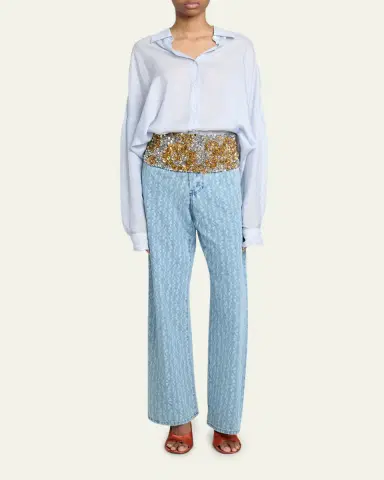 Dries Van Noten Peyton Printed Denim Straight-Leg Jeans | Thumbnail 2