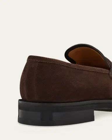 Ferragamo Men's Stefano Scratch-Resistant Suede Penny Loafers | Thumbnail 3