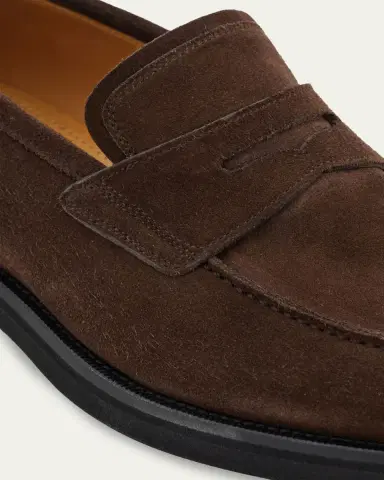 Ferragamo Men's Stefano Scratch-Resistant Suede Penny Loafers | Thumbnail 4