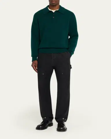 Guest In Residence Men's Heavy Gauge Cashmere Polo Sweater | Thumbnail 2 Guest In Residence Men's Heavy Gauge Cashmere Polo Sweater | Thumbnail 2