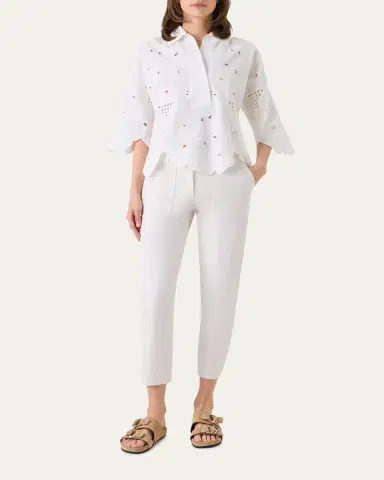Akris punto Cotton Poplin Scalloped Blouse | Thumbnail 2 Akris punto Cotton Poplin Scalloped Blouse | Thumbnail 2