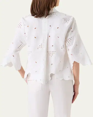 Akris punto Cotton Poplin Scalloped Blouse | Thumbnail 3 Akris punto Cotton Poplin Scalloped Blouse | Thumbnail 3