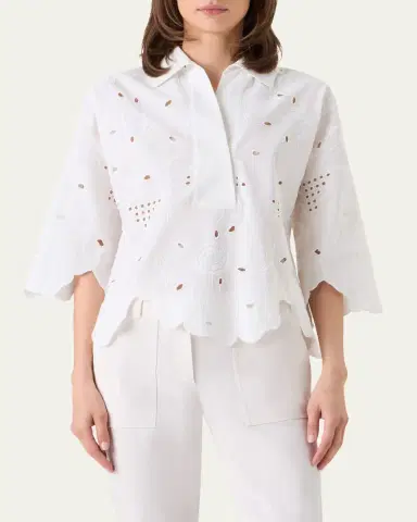Akris punto Cotton Poplin Scalloped Blouse | Thumbnail 4 Akris punto Cotton Poplin Scalloped Blouse | Thumbnail 4