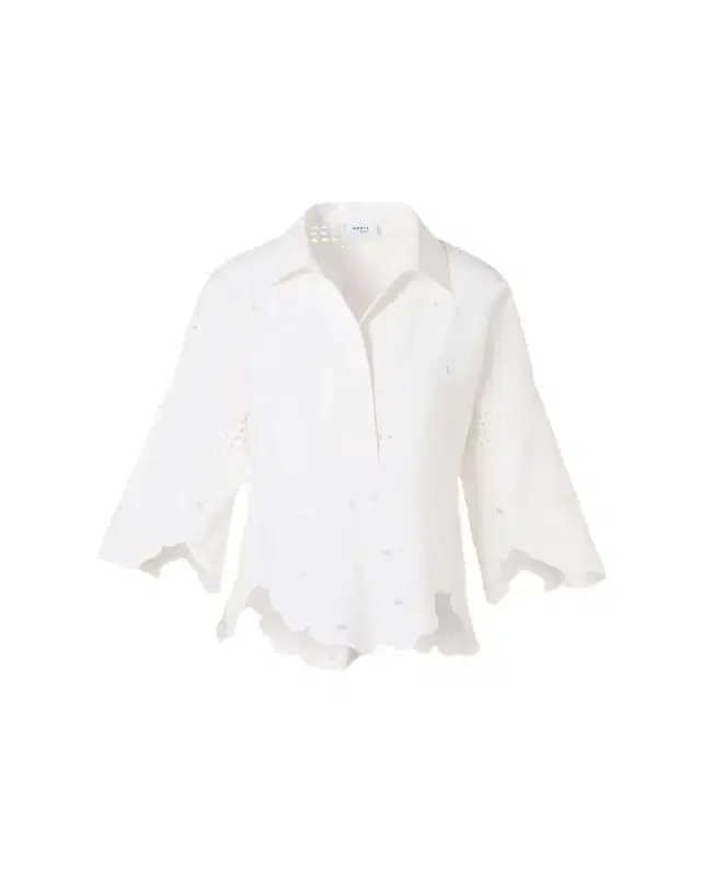 Cotton Poplin Scalloped Blouse