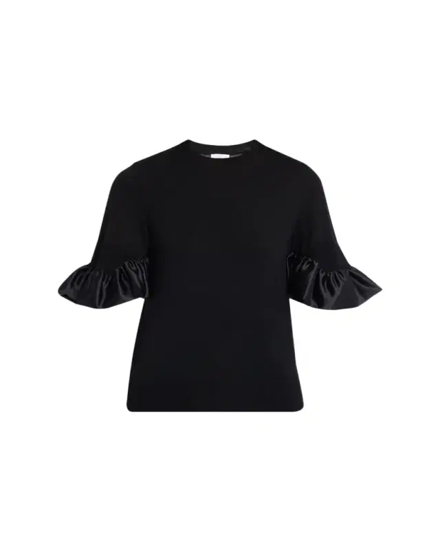 Noir Kei Ninomiya Ruffled-Cuff Wool Sweater