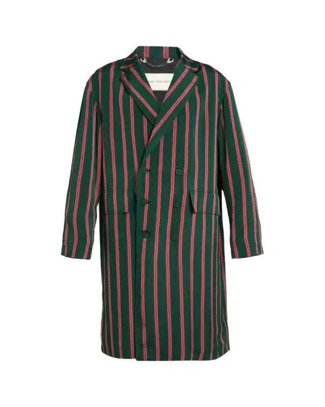 Men's Striped Viscose-Silk Coat