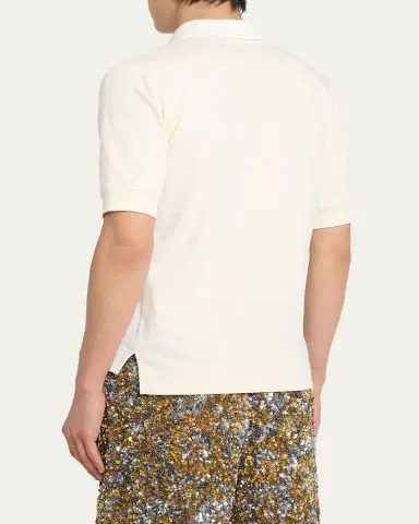 Dries Van Noten Men's Hettonio Pointelle Knit Cotton Polo Shirt | Thumbnail 3 Dries Van Noten Men's Hettonio Pointelle Knit Cotton Polo Shirt | Thumbnail 3