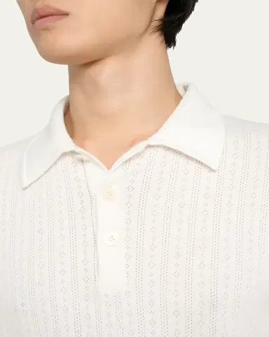 Dries Van Noten Men's Hettonio Pointelle Knit Cotton Polo Shirt | Thumbnail 5 Dries Van Noten Men's Hettonio Pointelle Knit Cotton Polo Shirt | Thumbnail 5