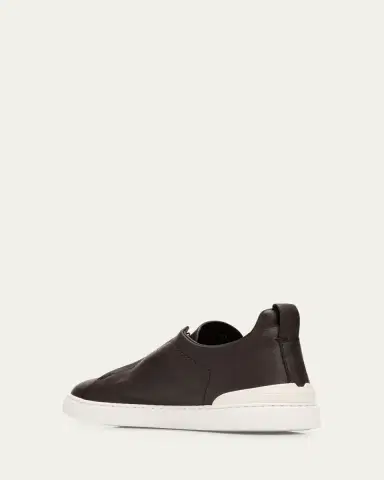 ZEGNA Men's Triple Stitch Deerskin Leather Slip-On Sneakers | Thumbnail 5