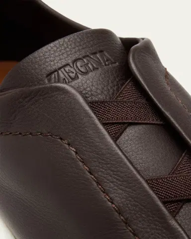 ZEGNA Men's Triple Stitch Deerskin Leather Slip-On Sneakers | Thumbnail 6
