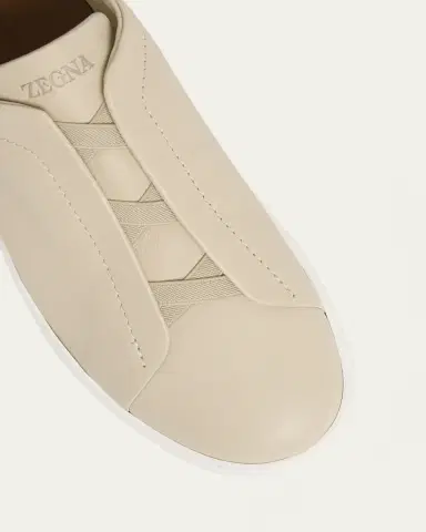 ZEGNA Men's Triple Stitch Deerskin Leather Slip-On Sneakers | Thumbnail 9