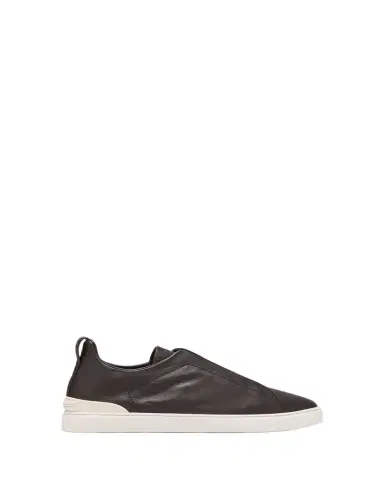 ZEGNA Men's Triple Stitch Deerskin Leather Slip-On Sneakers | Thumbnail 1