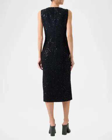 Akris Sequined Tweed Midi Sheath Dress | Thumbnail 2