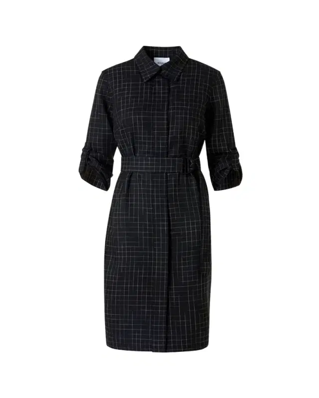 Akris punto Squared Grid Belted Shirtdress