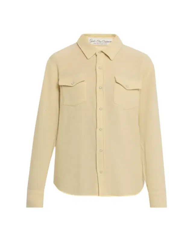 God's True Cashmere Daffodil Solid Cashmere Button-Front Shirt