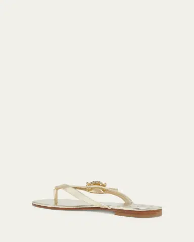 Roger Vivier Strass Buckle Metallic Leather Thong Sandals | Thumbnail 2 Roger Vivier Strass Buckle Metallic Leather Thong Sandals | Thumbnail 2