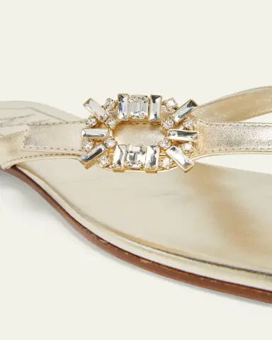 Roger Vivier Strass Buckle Metallic Leather Thong Sandals | Thumbnail 3 Roger Vivier Strass Buckle Metallic Leather Thong Sandals | Thumbnail 3