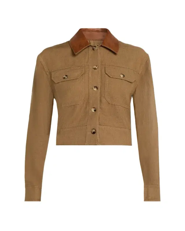 SIMKHAI Derby Cropped Linen Jacket