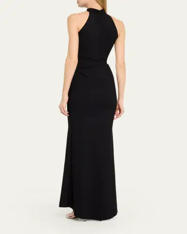 Chiara Boni La Petite Robe Nitsa Floral-Embellished Halter Column Gown | Thumbnail 3 Chiara Boni La Petite Robe Nitsa Floral-Embellished Halter Column Gown | Thumbnail 3