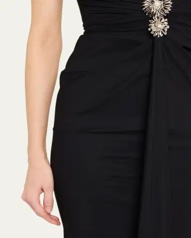 Chiara Boni La Petite Robe Nitsa Floral-Embellished Halter Column Gown | Thumbnail 5 Chiara Boni La Petite Robe Nitsa Floral-Embellished Halter Column Gown | Thumbnail 5