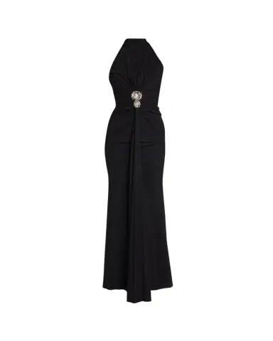 Chiara Boni La Petite Robe Nitsa Floral-Embellished Halter Column Gown | Thumbnail 1 Chiara Boni La Petite Robe Nitsa Floral-Embellished Halter Column Gown | Thumbnail 1