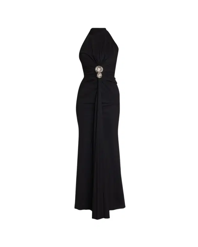 Chiara Boni La Petite Robe Nitsa Floral-Embellished Halter Column Gown