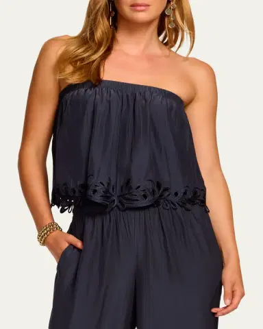 Ramy Brook Christiana Smocked Embellished Strapless Jumpsuit | Thumbnail 4 Ramy Brook Christiana Smocked Embellished Strapless Jumpsuit | Thumbnail 4