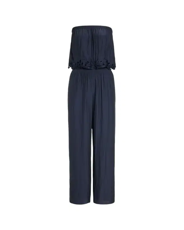 Christiana Smocked Embellished Strapless Jumpsuit
