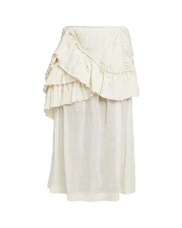 Dries Van Noten Shelby Draped Ruffle Ramie Midi Skirt