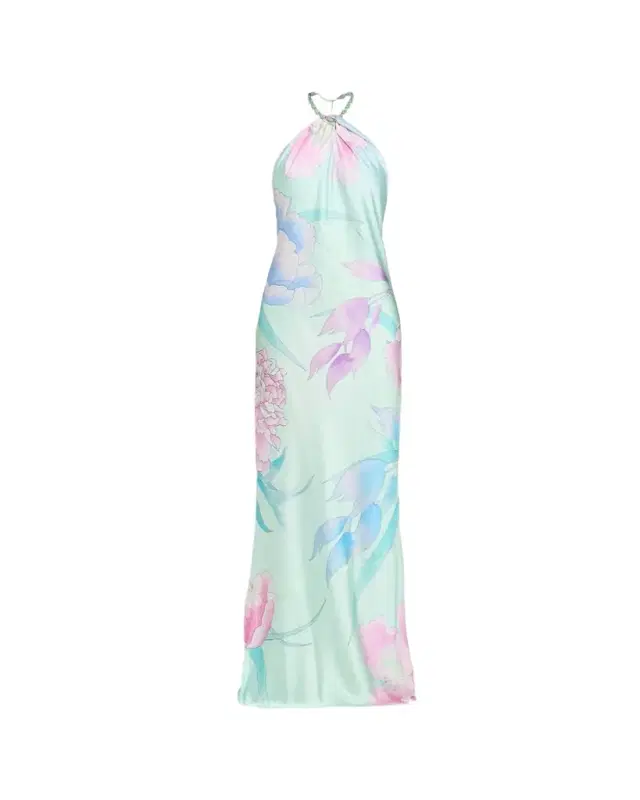 Retrofete Anat Floral Satin Halter Dress