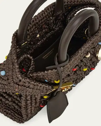 Ferragamo Hug Beaded Raffia Top-Handle Bag | Thumbnail 3 Ferragamo Hug Beaded Raffia Top-Handle Bag | Thumbnail 3