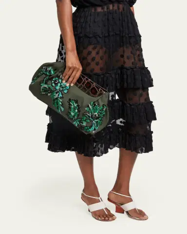 Dries Van Noten Medium Beaded Cotton Clutch Bag | Thumbnail 2 Dries Van Noten Medium Beaded Cotton Clutch Bag | Thumbnail 2
