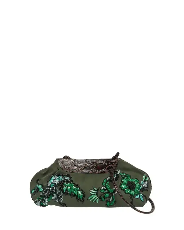 Dries Van Noten Medium Beaded Cotton Clutch Bag