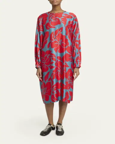 Dries Van Noten Dally Relaxed Floral Satin Midi Dress | Thumbnail 2 Dries Van Noten Dally Relaxed Floral Satin Midi Dress | Thumbnail 2