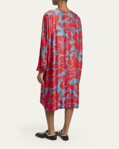 Dries Van Noten Dally Relaxed Floral Satin Midi Dress | Thumbnail 3 Dries Van Noten Dally Relaxed Floral Satin Midi Dress | Thumbnail 3
