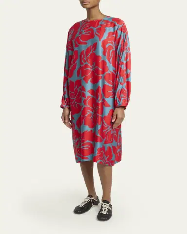 Dries Van Noten Dally Relaxed Floral Satin Midi Dress | Thumbnail 4 Dries Van Noten Dally Relaxed Floral Satin Midi Dress | Thumbnail 4