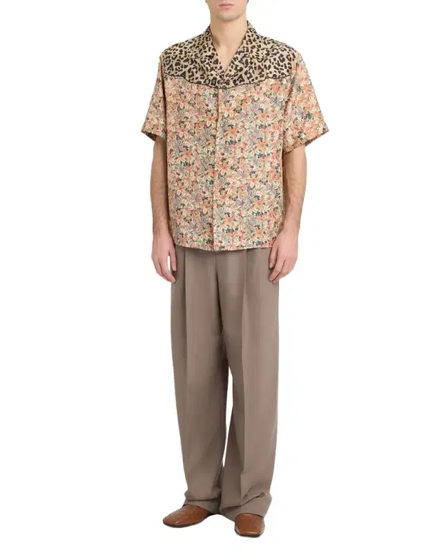 Valentino Garavani Men 's Leopard Floral Silk Camp Shirt