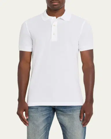 Tom Ford Men's Lyocell Pique Polo Shirt | Thumbnail 4 Tom Ford Men's Lyocell Pique Polo Shirt | Thumbnail 4