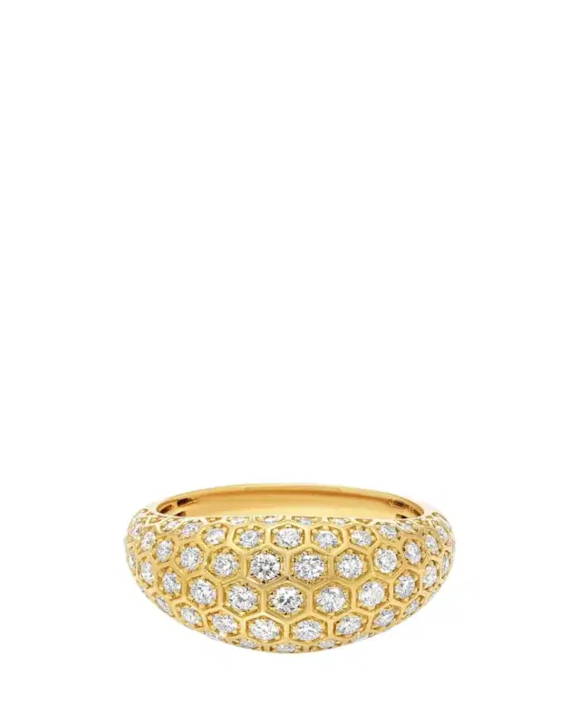 Sara Weinstock Honey Comb 18K Gold & Diamond Pinky Signet Ring