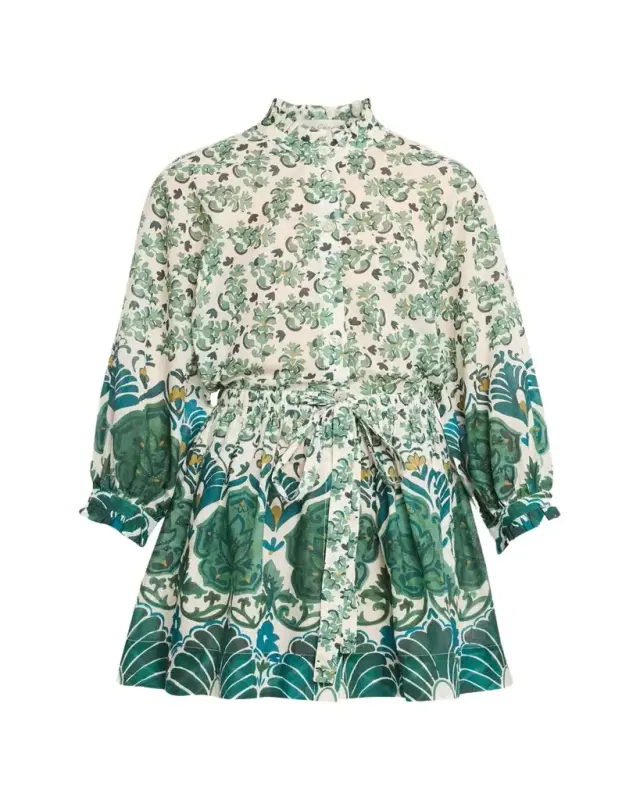 Beatrice Printed Mini Shirtdress