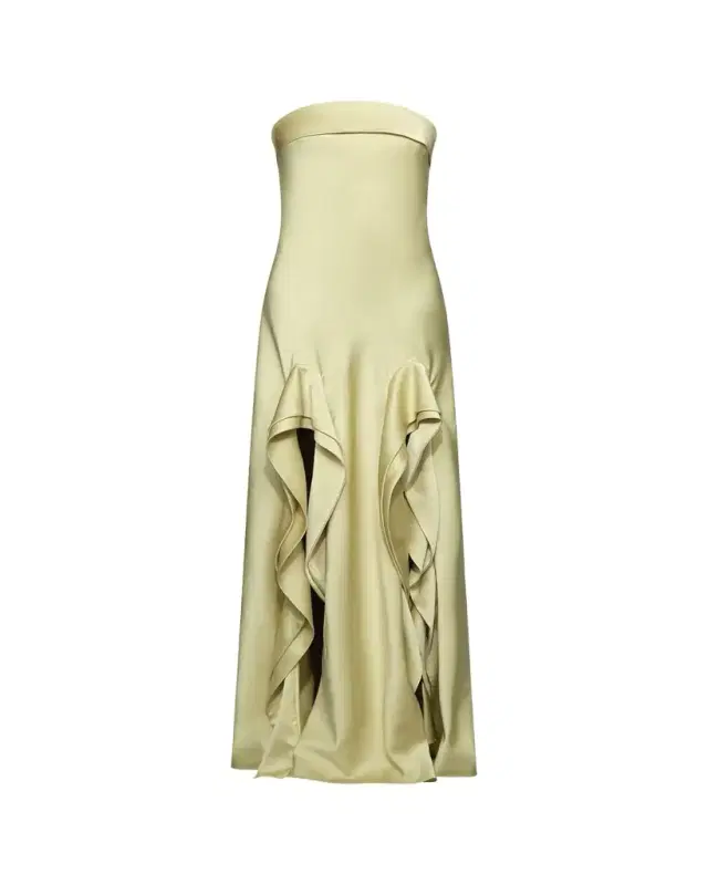 Vernon Strapless Draped Side-Slit Gown
