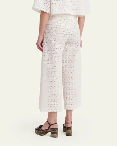Valentino Garavani Embroidered Eyelet Cotton Drawstring Pants | Thumbnail 3 Valentino Garavani Embroidered Eyelet Cotton Drawstring Pants | Thumbnail 3