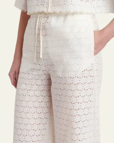 Valentino Garavani Embroidered Eyelet Cotton Drawstring Pants | Thumbnail 5 Valentino Garavani Embroidered Eyelet Cotton Drawstring Pants | Thumbnail 5