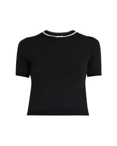 Valentino Garavani V-Logo Bow Short-Sleeve Wool Sweater | Thumbnail 1