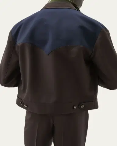 Versace Colorblocked Wool/Mohair Zip-Up Blouson Jacket | Thumbnail 2 Versace Colorblocked Wool/Mohair Zip-Up Blouson Jacket | Thumbnail 2