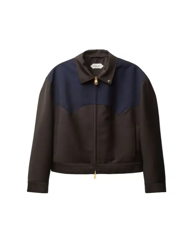 Versace Colorblocked Wool/Mohair Zip-Up Blouson Jacket