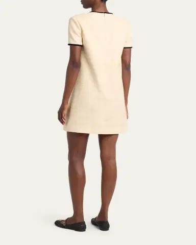 Valentino Garavani Woven Silk Short-Sleeve Mini Dress | Thumbnail 3 Valentino Garavani Woven Silk Short-Sleeve Mini Dress | Thumbnail 3